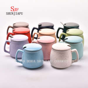 Creative Ceramic Milk Breakfast Cups with Cover Lid